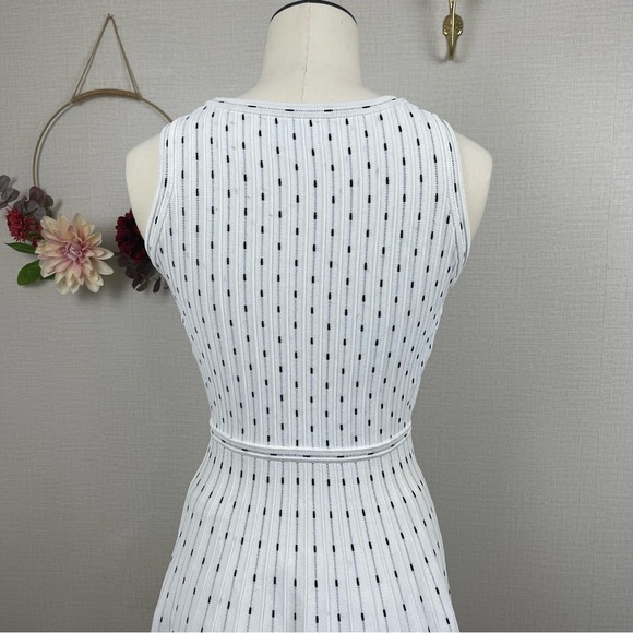 Milly Vertical Dot Flare Dress in Ivory & Black size P 0-2 - Picture 5 of 16